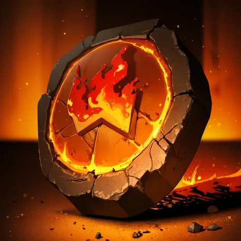 a close up of a stone with a fire inside of it