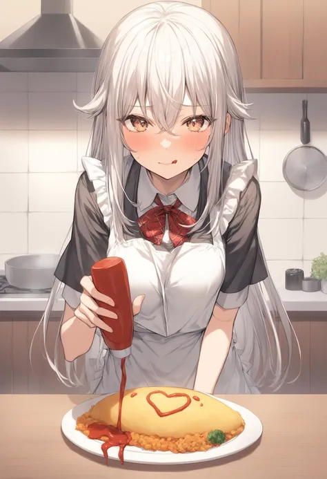 1girl, <lora:sdxl2-flat2-512b:-1>,medium breasts,
<lora:omumojiXLv1:0.8>,omumoji,
food, omurice, ketchup bottle, solo,school uniform, apron, kitchen
best quality,medium quality,