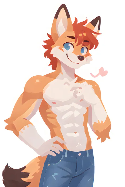 a cartoon picture of a man with a shirt on and a fox on his chest