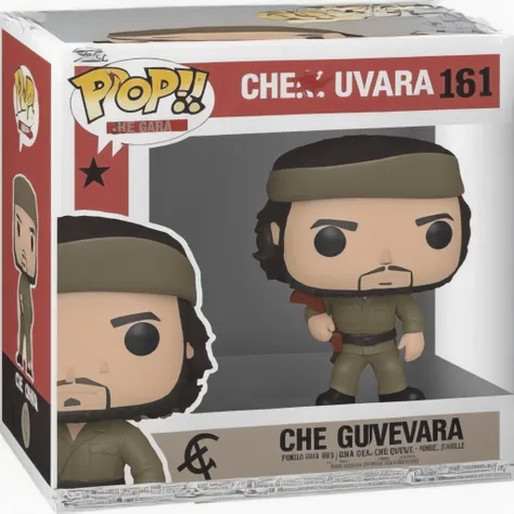 Funko Pop, Che Guevara in a Funko Pop box, logo that says "CHE":1.1), [1 boy]  <lora:Funko_Pop_SDXL:1>