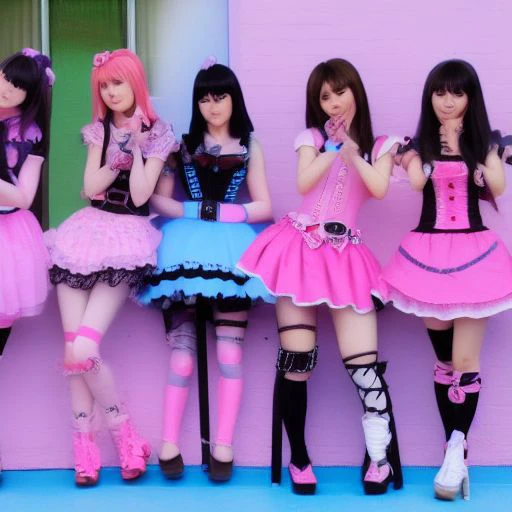 several girls in costumes are posing for a picture together