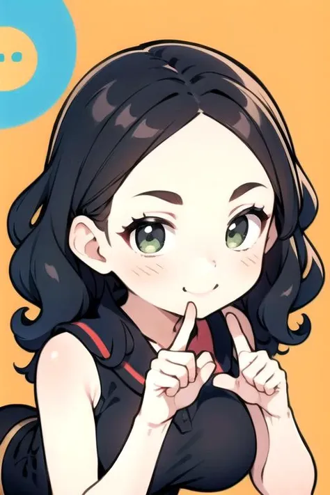 a cartoon girl with a finger up and a speech bubble above her head