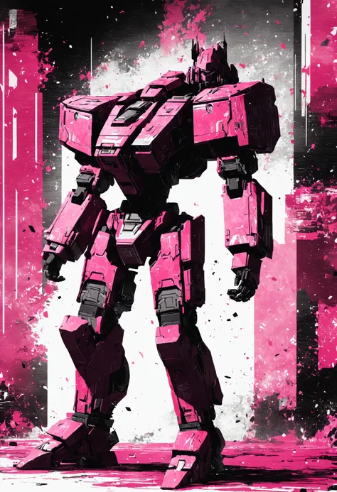 a close up of a robot with a pink background