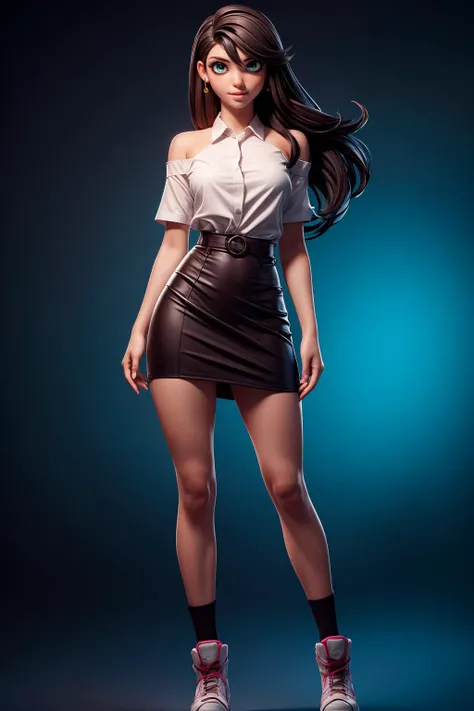 mj3d style,3dmm,3d, (22 years old woman), medium breast, small waist, brown flowing hair glamour, (green glowing eyes), beautiful face, perfect illumination, beautiful detailed eyes, looking at viewer, stunningly beautiful woman, detailed hairstyle, detail...