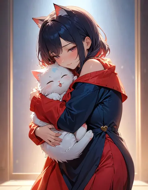 kitty hug
 <lora:sdxl_lightning_4step_lora:0.8>, best quality, masterpiece, (highres, highly detailed:1.2), cinematic lighting, vibrant colors, <lora:offset_0.2:0.3>