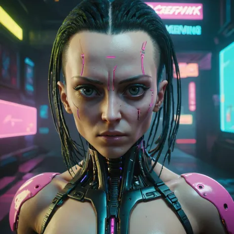 weapon alien being in cyberpunk 2 0 7 7, stunning 3 d render, inspired by android jones and beeple!! and greg rutkowski, perfect facial symmetry, dim volumetric cinematic lighting, 8 k octane beautifully detailed render, post - processing, extremely hyper ...