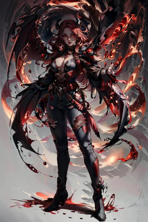 <lora:Concept - Blood Magic:0.8> bloodmagic, swirling blood, fighting stance, looking at viewer, <lora:MagmaTech:0.4>, <lora:back_wings_locon:1>, <lora:DemonicT:0.4>, long red hair:2, black dragon wings:2, dragon wings, black wings, wings are black, curved...