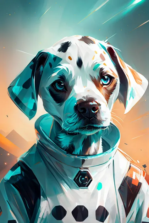 a close up of a dog wearing a space suit with a space helmet