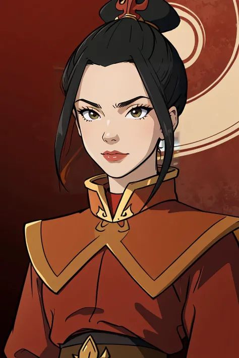 a cartoon of a woman with a long black hair and a red outfit