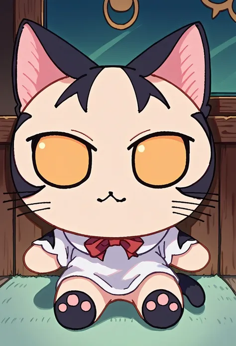 anime character of a cat with yellow eyes and a tie