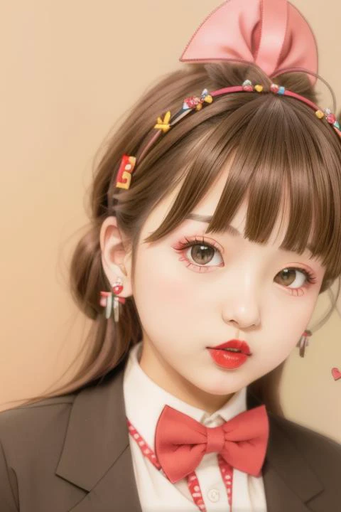 1girl,lipstick,bow, heart hair ornament, bowtie,
<lora:Xiaorenshu_v20:0.8>  <lora:Moxin_10:0.2>