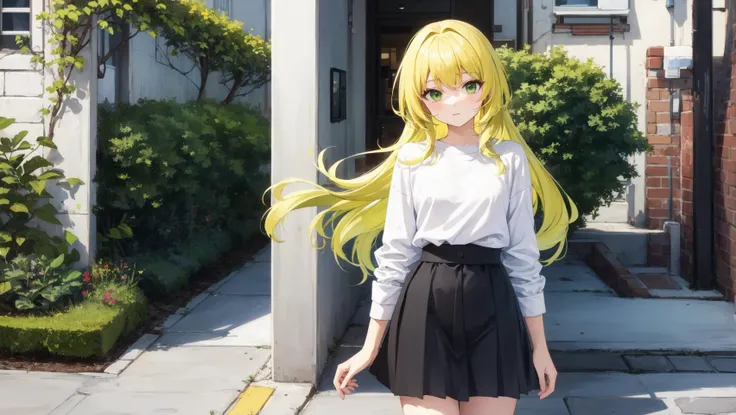 (masterpiece:1.2),best quality,perfect anatomy,extremely detailed,
BREAK
cute girl,solo,shiny skin,very long hair,small breasts,
cute eyes,(green eyes:1.3),(yellow hair:1.4),
BREAK
white shirt,black skirt,casual wear,
BREAK
garden,flower,shop,city,street,
...