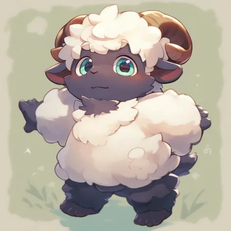 there is a sheep with a big horn standing in the grass