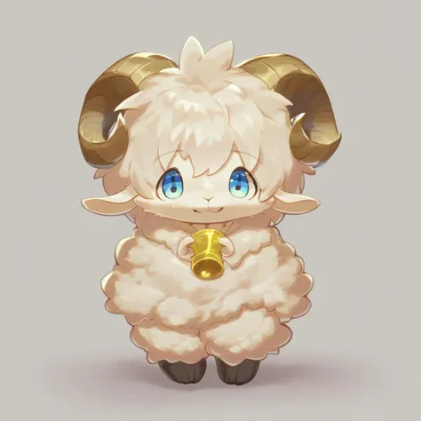 anime character of a ram with a bell in its mouth