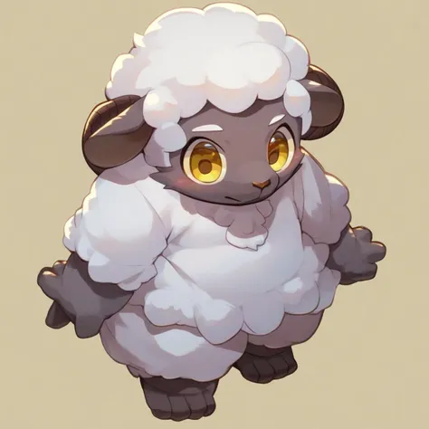 there is a sheep with yellow eyes standing in the air