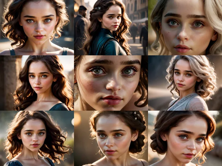 Emilia Clarke, (exotic, alluring, sexy), (beautiful gorgeous face, shaped face), (detailed pupils:1), (crystal clear eyes:1.2), (dark eyeshadows:2), (black eyeliners:1), (blush cheeks:0.8), (lipstick:0.8, lipgloss:0.8), (full lips:1.2), (pouty lips:1.2), (...