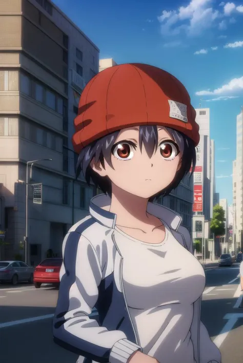 fuukoizumo, <lyco:fuuko izumo s1-lyco-nochekaiser:1>,
fuuko izumo, black hair, hair between eyes, (brown eyes:1.5), short hair,
BREAK shirt, white shirt, jacket, open jacket, pants, denim, beanie, (red beanie:1.2),
BREAK outdoors, city, sky, clouds, sun,
B...