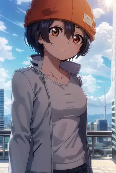 fuukoizumo, <lyco:fuuko izumo s1-lyco-nochekaiser:1>,
fuuko izumo, black hair, hair between eyes, (brown eyes:1.5), short hair,
BREAK shirt, white shirt, jacket, open jacket, pants, denim, beanie, (red beanie:1.2),
BREAK outdoors, city, sky, clouds, sun,
B...