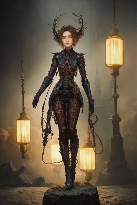 dreamscape An exquisite and breathtaking painting captures a delicate figurine, a porcelain ballerina, beautiful woman. The full-body standing figure appears to be suspended on a glowing pedestal, her light sparkling eyes seemingly alive with energy. Her i...