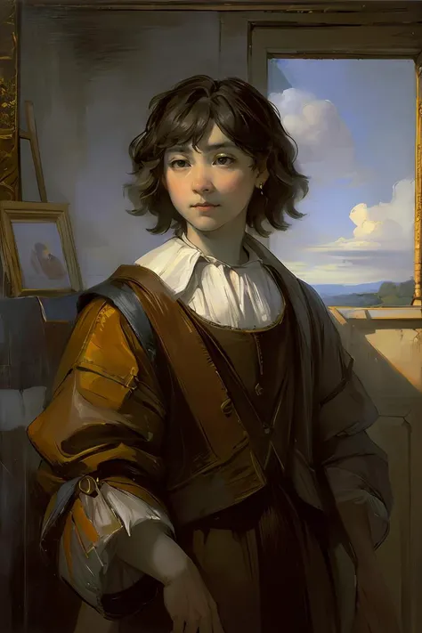 (oil painting,in Rembrandt style:1.1),masterpiece, best quality, high quality, highres, cub1 artstyle, brain,cloudy sky, <lora:Cubism_artstyle:0.8>,