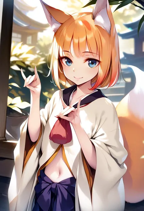 anime girl with orange hair and white shirt and blue eyes