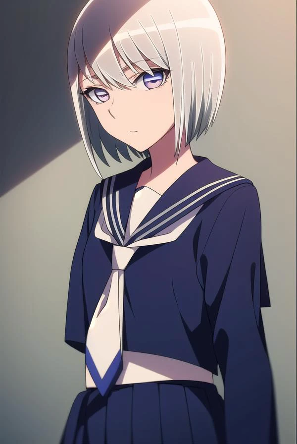 eleonore, <lyco:eleonore-lyco-nochekaiser:1>,
eleonore, short hair, white hair, (white  eyes:1.5),
BREAK skirt, school uniform, serafuku, socks, blue shirt, blue skirt, white necktie, long sleeves,
BREAK looking at viewer,
BREAK indoors,
BREAK <lora:GoodHa...