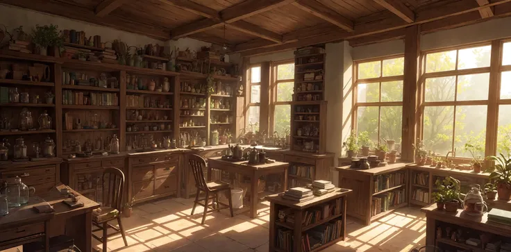 there is a room with a lot of books and a lot of windows