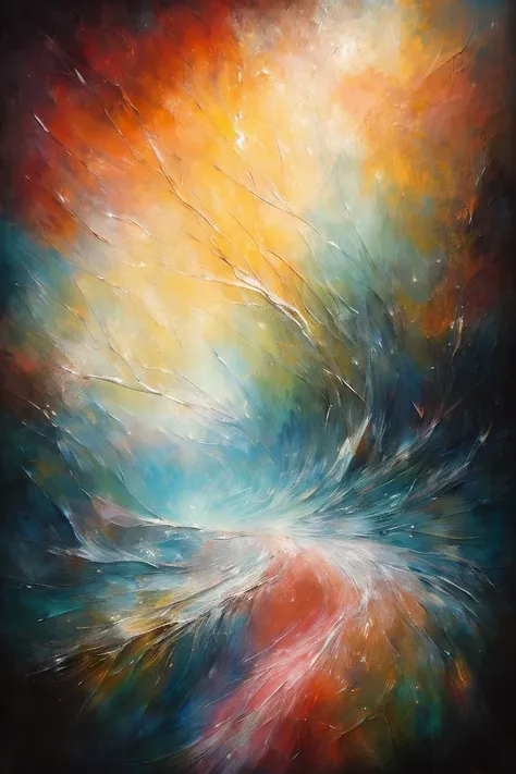 a painting of a colorful abstract painting of a wave