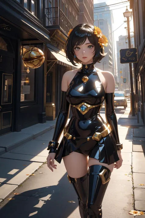 1girl, 8k fantasy professional, Rollerwave, stylized, POV shot of a ("The Ambergris Element":1.3) , it is very Infused and Classic, inside a Tangible flowers, desolate flora and city street, Bathed in shadows, Wide view, Classical, Fantasy, Cold Lighting, ...