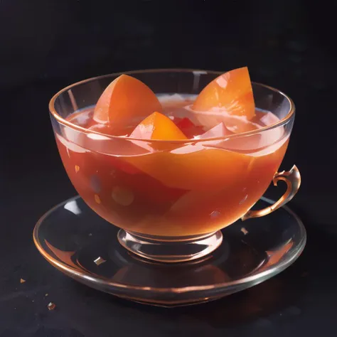 <lora:magictea:0.8>, glass teacup of magical vermillion liquid, apricot slice, <clip:skip:2>, masterpiece, 8k, high resolution, shallow depth of field, sharp focus