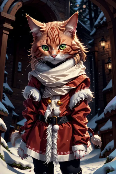 there is a cat that is dressed up in a santa outfit