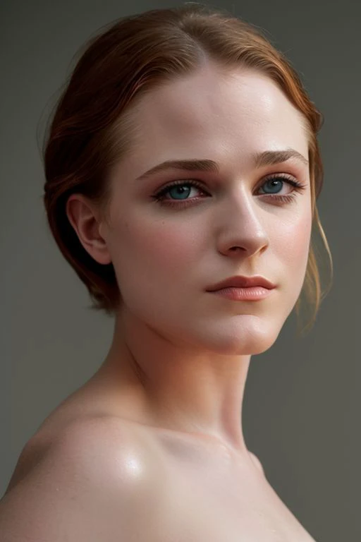 full color photography of Evan Rachel Wood, (nude:1.0), (oiled shiny skin:1.0), face close up,
masterpiece, best quality, sharp focus, highres 8k uhd, ultra-detailed, rim light, deep grey background,
 <lora:Evan Rachel Wood:1.1>