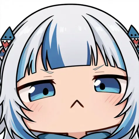 anime girl with white hair and blue eyes with a bow