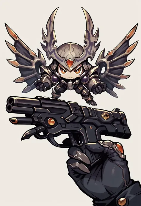 a cartoon drawing of a bird with a gun in its hand