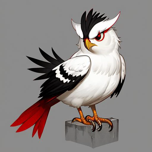 a sagul, realistic, red accents, white accents, black accents, stylized, simple, sharp edges, ((2d)), bird