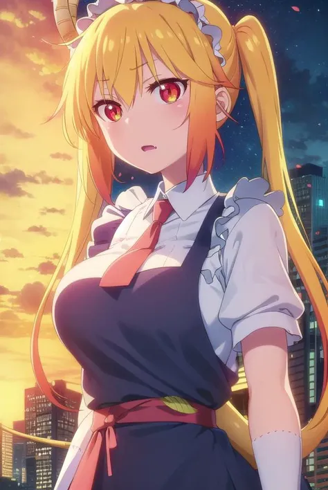 dragontohru, <lora:dragon tohru s2-lora-nochekaiser:1>, 
tohru, tohru (maidragon), long hair, bangs, blonde hair, hair between eyes, twintails, very long hair, multicolored hair, horns, fang, gradient hair, dragon horns, (red eyes:1.3), (slit pupils:1.5),
...