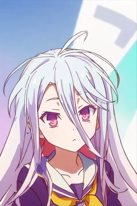 (Shiro), shiro_(no_game_no_life), (ngnl style:1.3), No Game No Life, long hair, (face),  <lora:ShiroNGNL2_Lora:0.7>, ngnl background,
