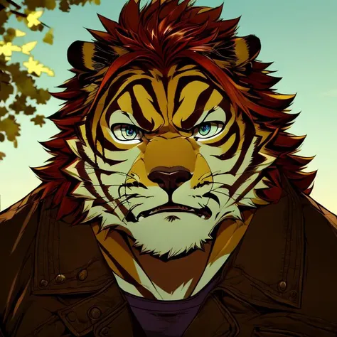 a close up of a tiger with a jacket on and a tie