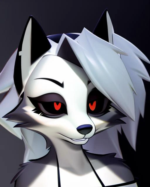 loona, furry, anthro, eyes, eyebags, tired, shaded face, an x ornament, smooth shading,, realistic, dark theme <lora:v1v404-000030:1> <lora:loonaHelluvaBossLora_loonaLoraV3Latest:1>