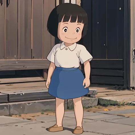 <lora:totoro001:0.7>,solo,
Michiko,1girl,
white shirt,short sleeves,
skirt,
full body,standing,smile,