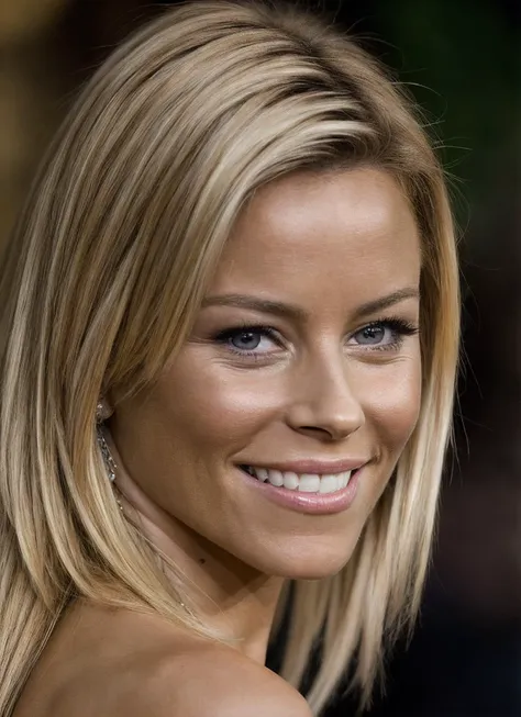 a close up of a woman with a very long blond hair