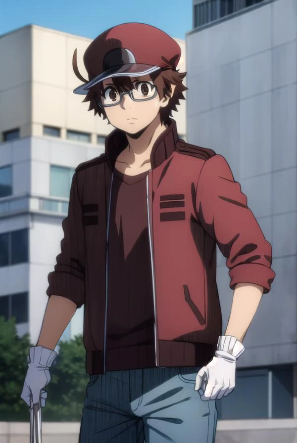 redbloodcellAA2153, <lora:red blood cell AA2153 s1-lora-nochekaiser:1>,
red blood cell AA2153, brown hair, (brown eyes:1.5), male focus, glasses, ahoge,
BREAK shirt, gloves, hat, jacket, pants, white gloves, red headwear, red jacket,
BREAK outdoors,
BREAK ...