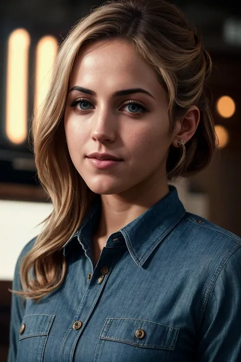 beautiful woman (Dan4Br3m5:.99): a woman at an ((turkish:1.2) snack bar :1.1), perfect space buns, wearing sexy brown (Chambray Button-Up), (detailed background:1.1), (face focus), modelshoot style, (extremely detailed CG unity 8k wallpaper), professional ...