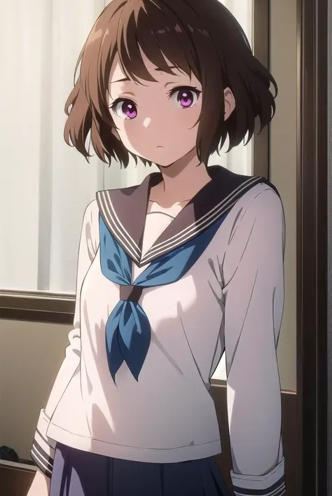 mayakaibara, <lora:mayaka ibara s1-lora-nochekaiser:1>,
mayaka ibara, short hair, brown hair, (pink eyes:1.3),
BREAK skirt, school uniform, serafuku, kamiyama high school uniform (hyouka), black skirt, long sleeves, black sailor collar, neckerchief, (blue ...