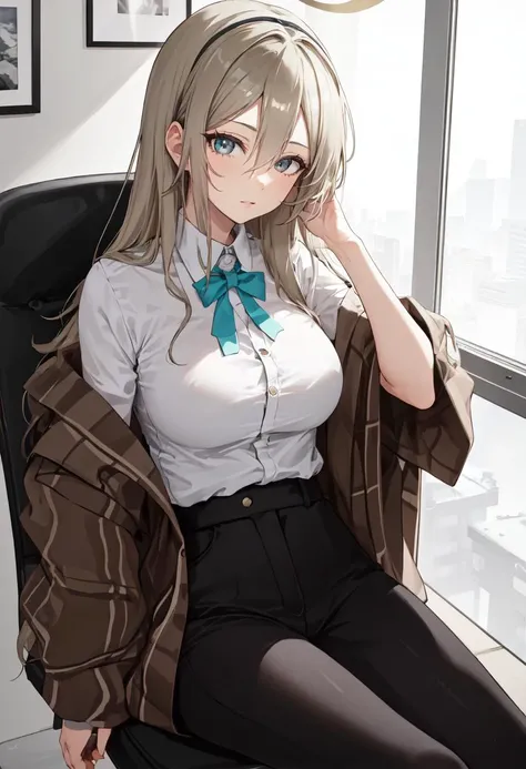 (safe:1.10), best quality, masterpiece, highres, solo, (akane_bluearchive:1.10), sitting, sitting on chair, chair, cowboy shot, looking at viewer, 36 <lora:akane_bluearchive:0.80>