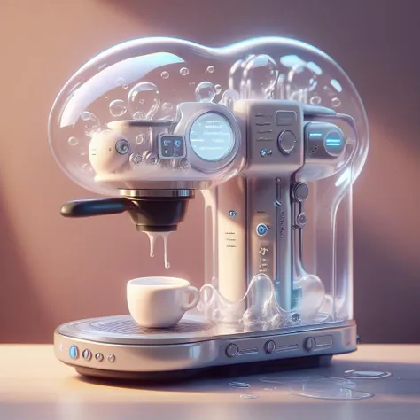 there is a coffee machine with a cup of coffee on a table