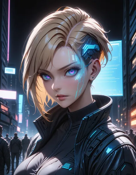 a woman with a futuristic hair style and a futuristic face