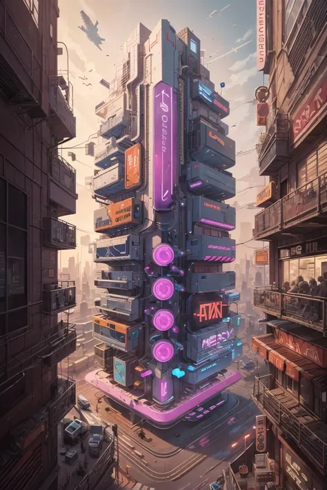 cyberpunk city,Mars Land,steam,blue purple neon,a miniature, Chris LaBrooy, detailed illustration, microverse_creator    <lora:microverse_creator:0.65>,