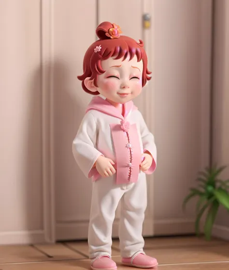 there is a doll that is standing on a wooden floor