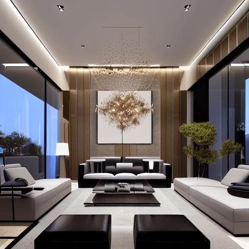 a large living room with a lot of furniture and a big window